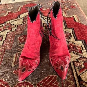 Red Suede Cowboy Boots